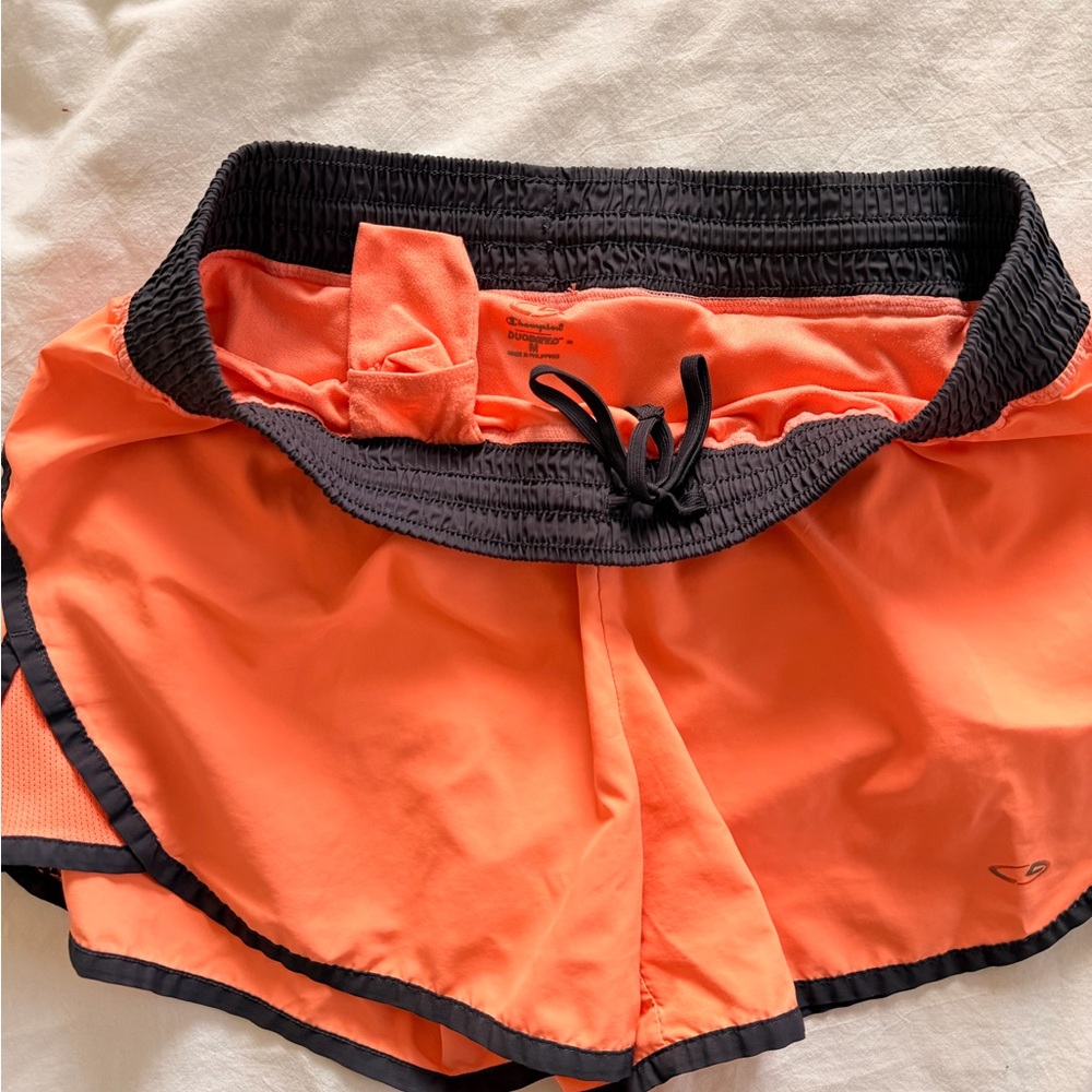 Champion Women's Charcoal and Orange Athletic Shorts - Picture 3 of 3